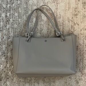 Tory Burch Saffiano Leather Tote Handbag, Large Taupe